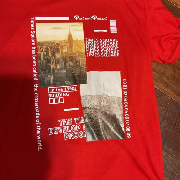 Men's Shein Past and Present Red Tee Sz Small - Picture 3 of 4